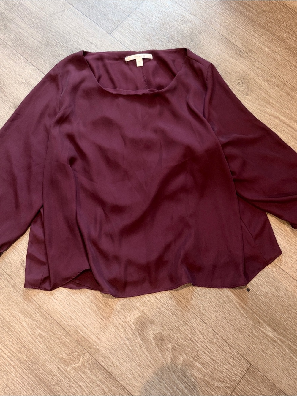 LC Lauren Conrad Deep Wine Satin-Look Blouse